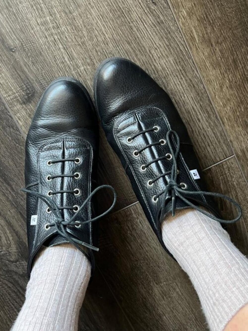 Courreges Black pebbled leather ankle boots labeled size 7 1/2, good for 8
